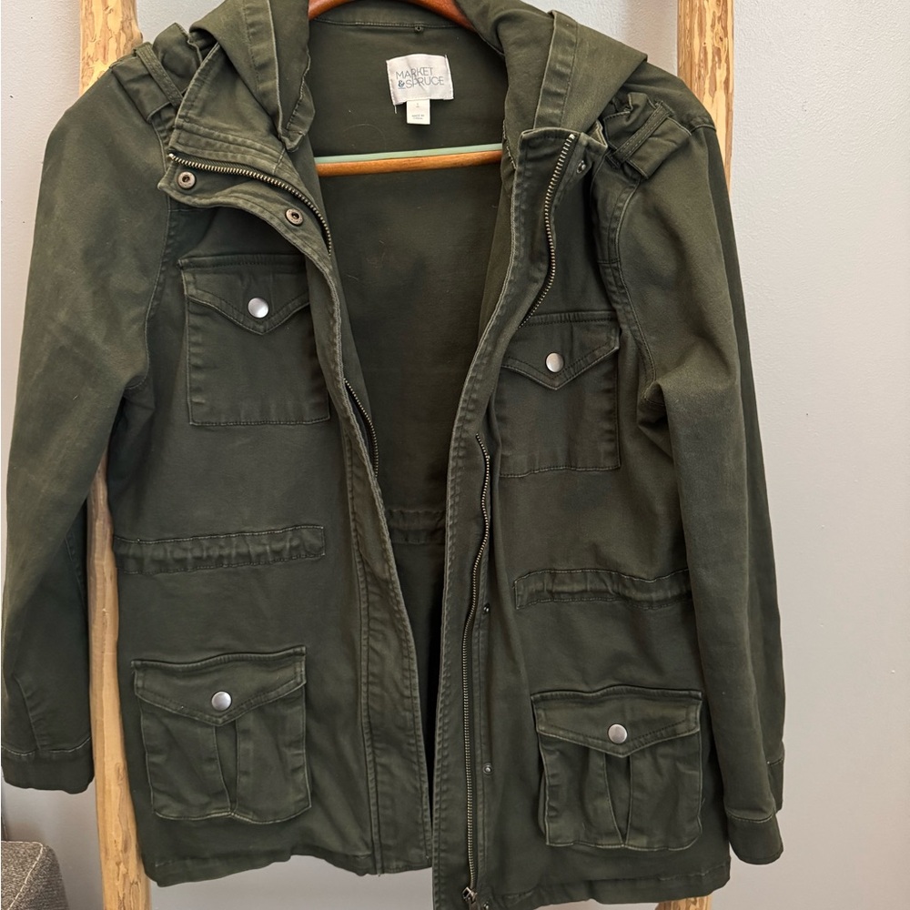 Market & Spruce - Olive Green Women's Utility Jacket - Picture 9 of 10